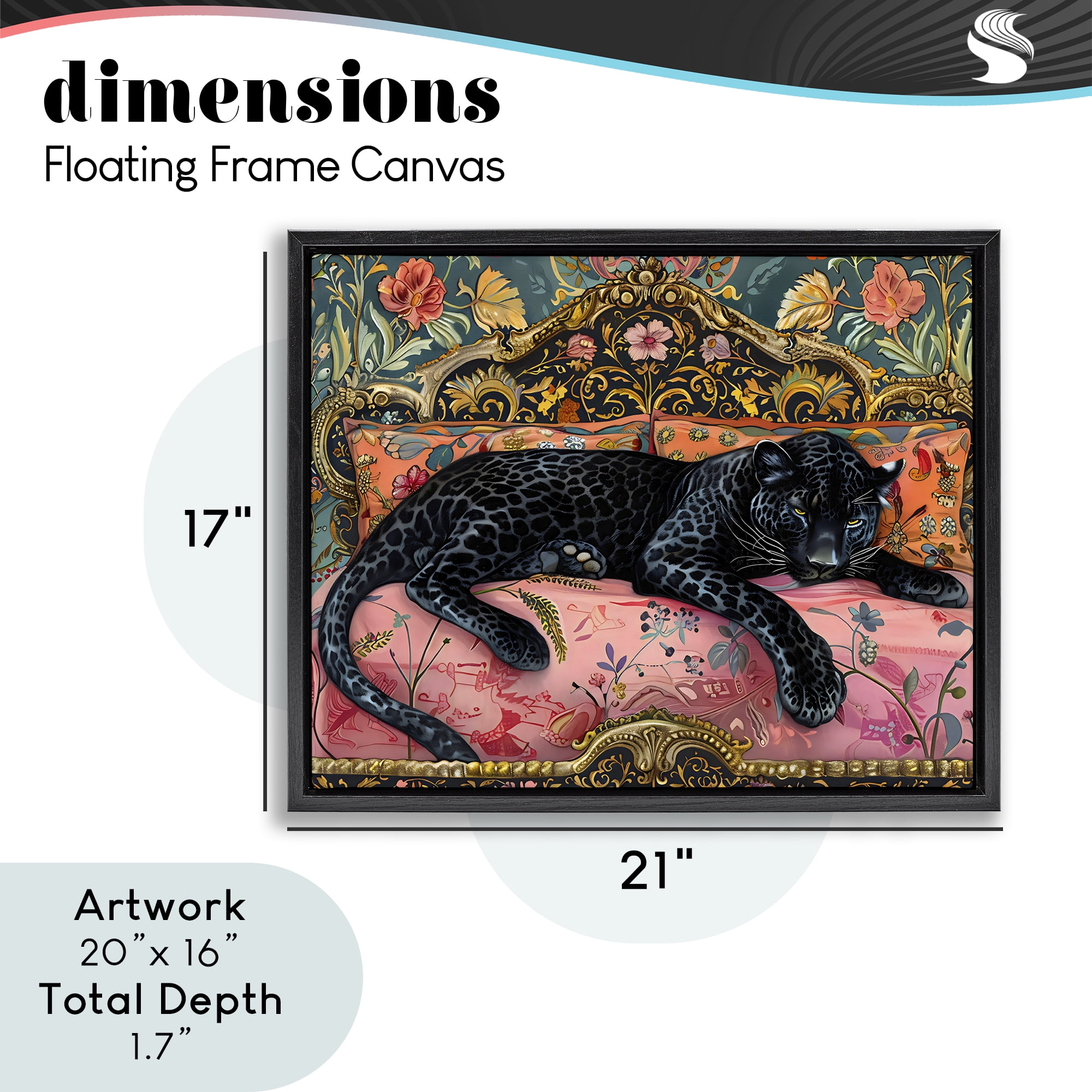 Stupell Industries Lazy Black Elegant Leopard Black Framed Floater Canvas Wall Art, design by Creative Studio