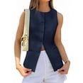 thumbnail image 2 of Sleeveless Solid Color Women Work Office Slim Waistcoat Vest Blazer, 2 of 5