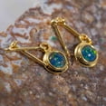 thumbnail image 3 of HIGH MOUNTAIN SIDE 18KT GOLD PLATED AUSTRALIAN BLACK OPAL DROP EARRINGS, 3 of 4