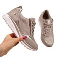 thumbnail image 2 of BONIXOOM Women's Fashion Sneakers Womens Shoes Lace-Ups Running Lace-Up Casual Shoes Beige 2024 Summer Clearance Size 4, 2 of 5