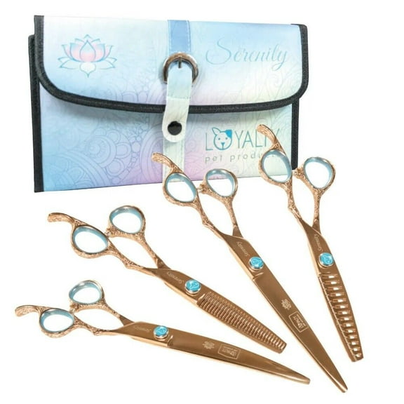 Serenity Dog Pet Grooming Shears Exquisite Pro High Grade 440c Steel 4 Piece Set