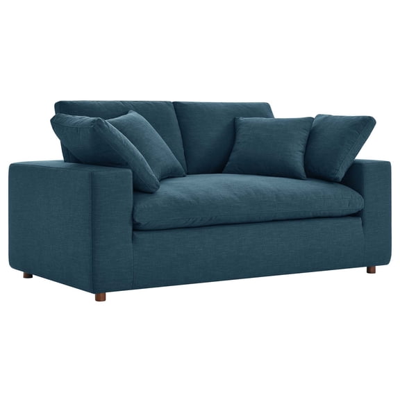 Modway Commix Upholstered Modern Fabric & Wood Loveseat in Azure