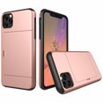 thumbnail image 1 of Étui iPhone11 Pro Hybride Robuste à Dos Rigide avec Fente pour Carte de Crédit d'Identité, Porte-Cartes Portefeuille pour Apple iPhone11 Pro - Or Rose, 1 of 8