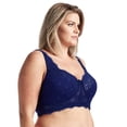 thumbnail image 3 of Curve Muse Women's Plus Size Minimizer Lace Full Coverage Unlined Wireless Bra-2Pack-Navy,White-48DD, 3 of 6