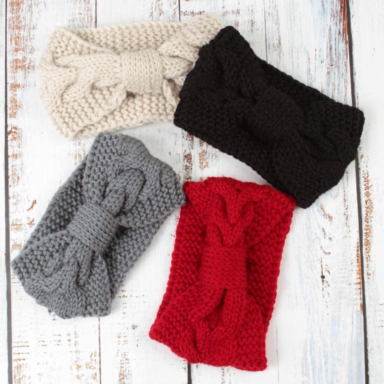 Wancir 4 Pack Winter Knit Headbands Twist Cable Head Wraps  display picture 3