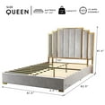thumbnail image 6 of VanAcc Queen Size Bed Frame and 61" Headboard, Upholstered Bed with Golden Plating Trim, Light Grey, 6 of 7