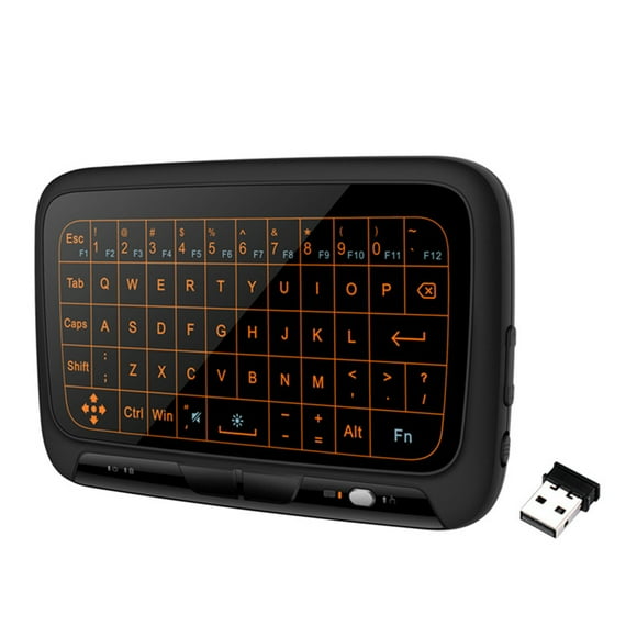 H18 Plus Mini Wireless Keyboard 2.4G Handheld Touchpad QWERTY Keyboard Air Mouse Wireless Keyboard for PC Android TV Box Black