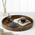 thumbnail image 3 of 24 x 24 Inches Black Walnut Large Ottoman Tray Round Table Tray Wooden Solid Circle Serving Tray with Handles Platter Decorative Tray for Oversized Ottoman Home Breakfast in Bed Tea Coffee, 3 of 9