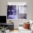 thumbnail image 5 of Purple Gray Kitchen Curtains Short 54 Inch Length, Modern Oil Painted Art Abstract Geometric Grommet Top Bedroom Living Room Curtains, Light Filtering Cafe Curtain Drapes 2 Panels Set 84''x54'', 5 of 9