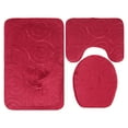 thumbnail image 1 of Juego de 3 alfombrillas de baño con relieve de piedra para tapa de inodoro, alfombrillas absorbentes para el lado de la bañera, color rojo, 1 of 14