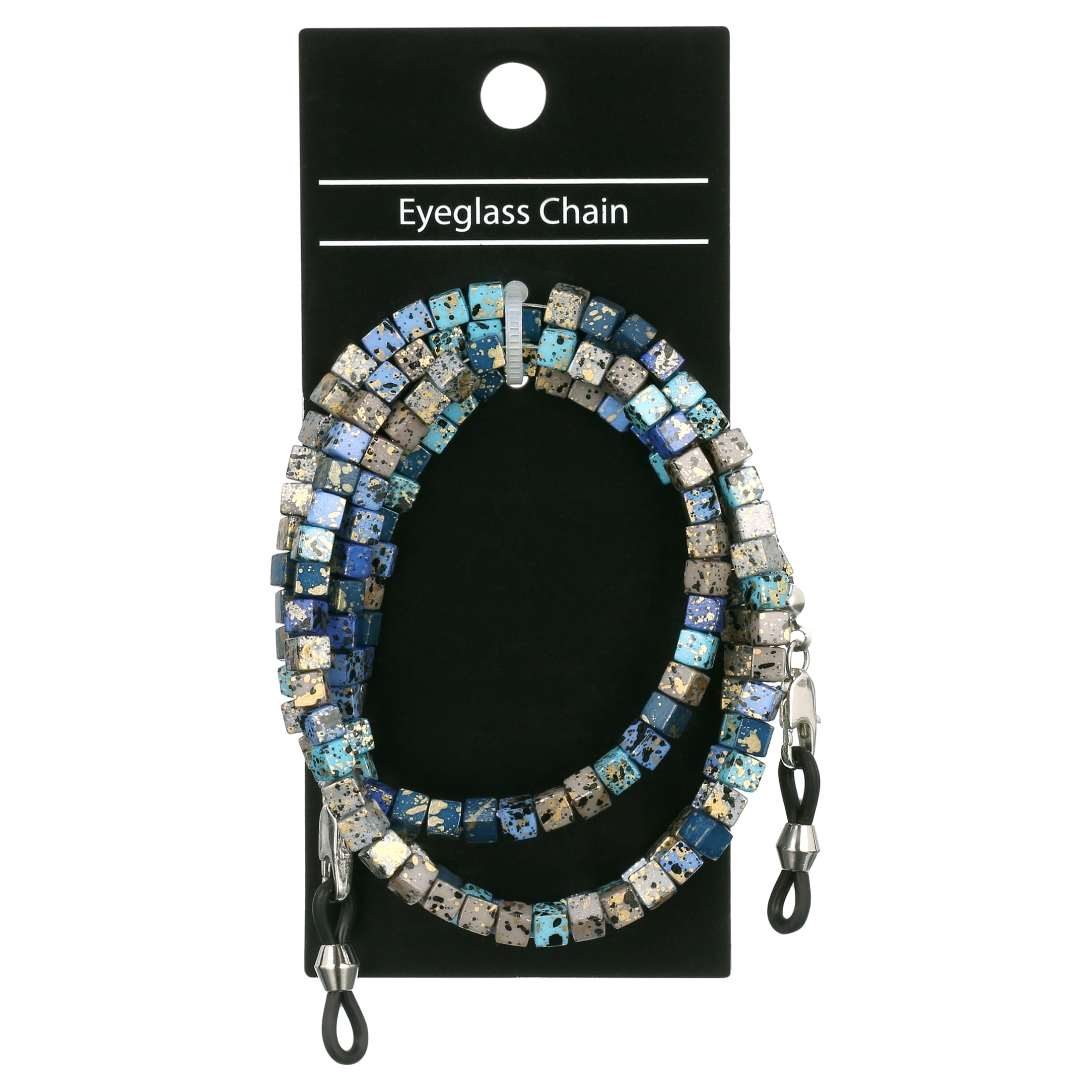 Rainbow Bright Blue Dalton Beaded Acrylic Unisex Eyeglass Chain