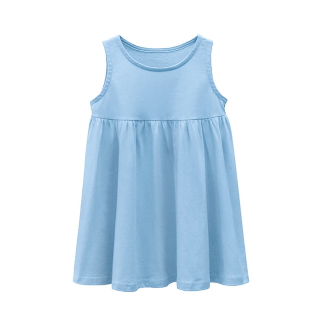 Nmmacb Robes à Bretelles Spaghetti pour Petites Filles 2-10 Ans Robes Midi Sans Manches pour Tout-Petits Filles Été Décontracté Robe d'Été Ligne A