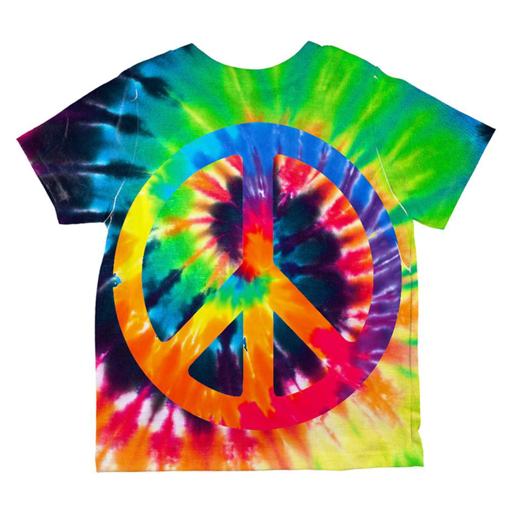 24 One of a Kind Fruit of the Loom HD Cotton Youth Size XS Peace for All ~ Tie Dye Toddler Peace Sign Short Sleeve T-shirt