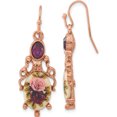 thumbnail image 1 of Rose-tone Dark Purple Crystal & Floral Decal Dangle Earrings, 1 of 5