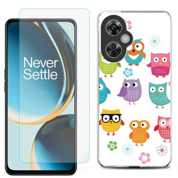 OneToughShield ® for OnePlus Nord N30 5G Shockproof Phone Case, with Tempered Glass Screen Protector - Happy Owl