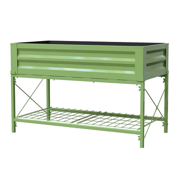 Expert Gardener Green Metal Raised Garden Bed with Galvanized Legs