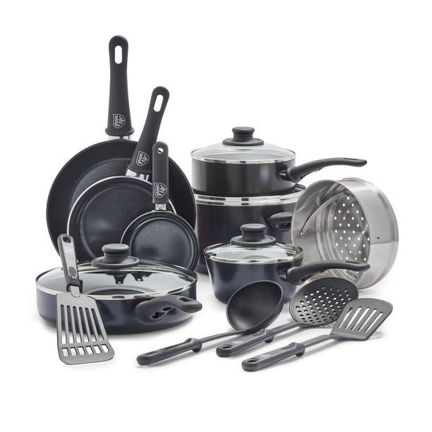 Batería de Cocina Greenlife Negro Diamond de Cerámica Antiadherente con Agarre Suave 16 Piezas