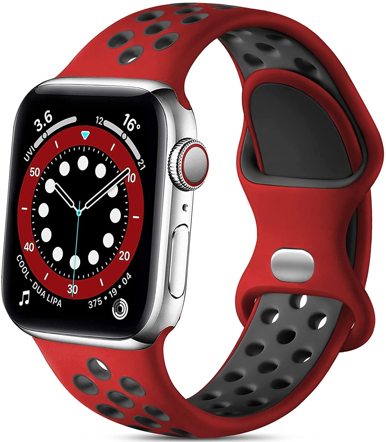 Bands 38mm,Soft 40mm Series Apple 6 for 41mm 3 Silicone Band Series with 5 Compatible iWatch Men,Red/Black,M/L Sport 2 Watch SE,iWatch for 4 Series Women Compatible 8 Breathable 1 Series 7