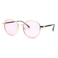 thumbnail image 3 of Retro Pop Color Indi Dapper Metal Rim Round Sunglasses Gold Pink, 3 of 4