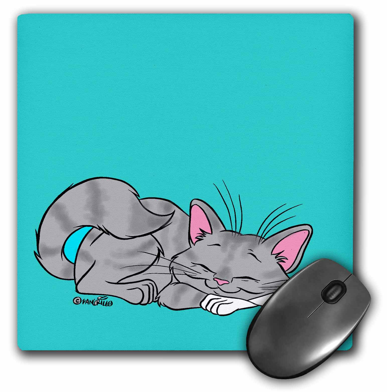 3dRose Sleeping Cat, Mouse Pad, 8 by 8 inches