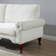 thumbnail image 6 of 66-Inch Modern Linen Loveseat Sofa with Wooden Legs & Crystal Button and Copper Nail, Tufted Backrest, Perfect for Living Room, Bedroom, or Office (Beige), 6 of 7