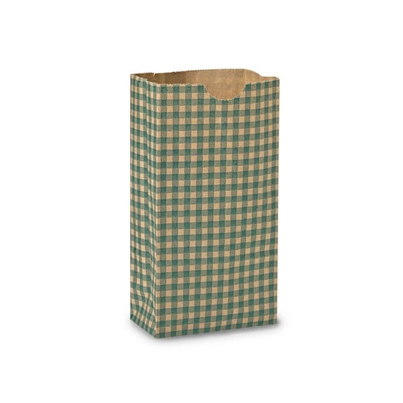 250 PK, Hunter Gingham Gift Sack, 2 Lb Bag 4.25 x 2.25 x 8" For Small Paper Gift Bags, Party Favors, Goodie Bags, Made In USA