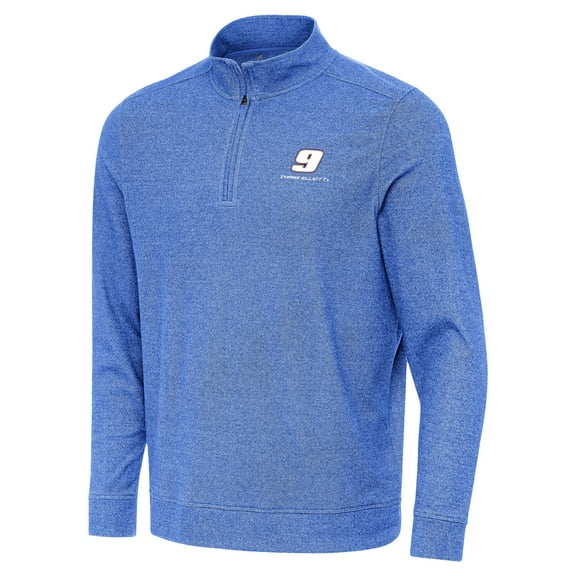 Men's-Antigua  Heather Royal Chase Elliott Subtle Quarter-Zip Pullover Top