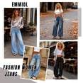 thumbnail image 4 of EMMIOL Women's Wide Leg Jeans Mid Rise Baggy Jeans Y2K Vintage Straight Leg Boyfriends Denim Pants Fall Casual/Street Clothes, 4 of 7