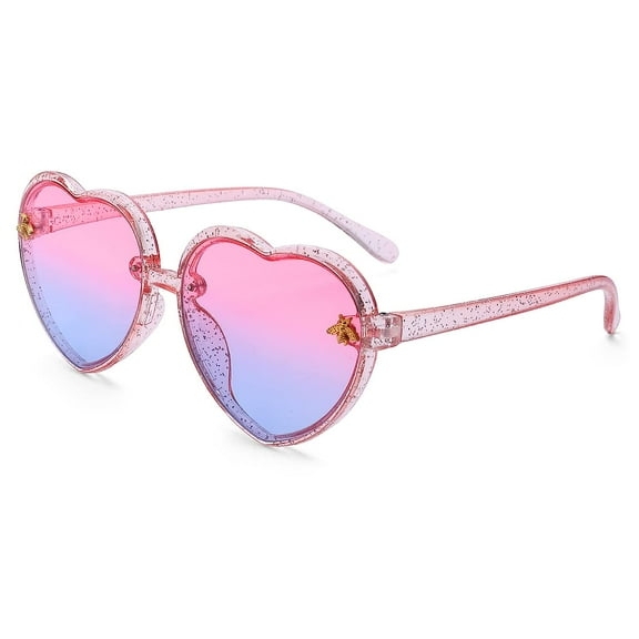 Ksopiavobs Heart Sunglasses Kids for Toddler Girls Age 3-10 Shaped Bee Cute Fashion Sunnies