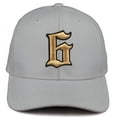 thumbnail image 2 of Daxton Premium Mid Profile Hat Semi Curved Visor Light Grey Cap Black Gold Gothic Embroidered, Number 6, 2 of 4
