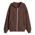 thumbnail image 5 of Girls Solid Zip Up Hoodie Jacket Raglan Long Sleeve Hooded Sweatshirt Coat Casual Soft Outerwear for Kids Back to School Autumn Winter Outdoor Daily Wear(Brown,6-7 Years), 5 of 6