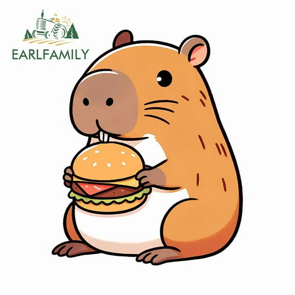 EARLFAMILY 5.1" Capibara Car Stickers Kawaii Motorcycle Skateboard Suitcase Laptop Bumer Waterproof Vehicle JDM Decal Occlusion Scratch Vinyl Car Wrap