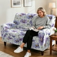 thumbnail image 6 of Xixirimido Stretch Recliner Slipcovers Printed Sofa Cover 6-Piece Reclining Chair Covers Recliner Chair Cover with Pockets Furniture Protector for Living Room, White Purple Daisy, 6 of 8