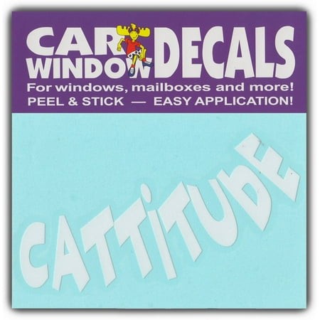 Car Window Decals: Cattitude | I Loves Cats | Stickers Cars Trucks (Best Advertising For Auto Glass)