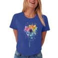 thumbnail image 6 of GEWSEY Womens Cute Make A Wish Dandelion Printed Tee Shirts Summer Cotton Vintage Graphic Tees Tops (Blue, 3XL), 6 of 8