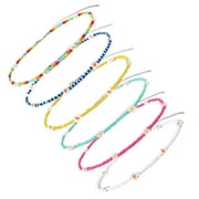 FANN 6 Pcs Rice Bead Flower Necklace Bohemian Boho Necklaces Woman Travel Beads European and American Glass Alloy