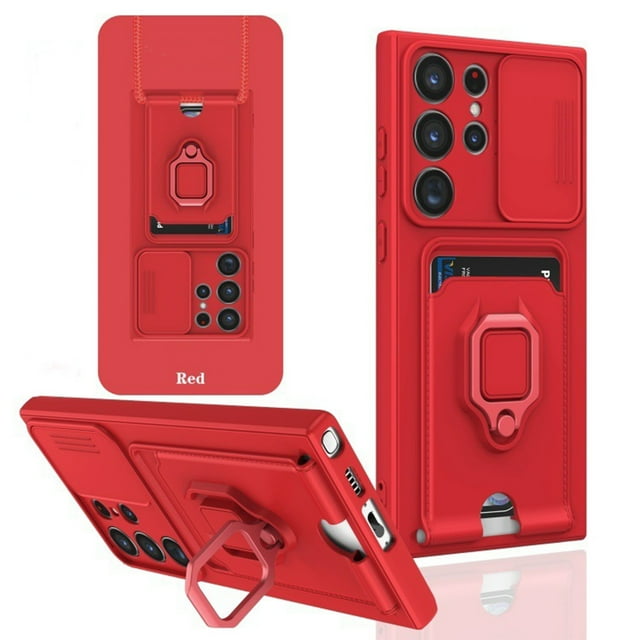 S25Ultra Case With Stand Sliding Camera Lens Cover, Usavan Shockproof Protective Magnetic Phone Case, Adjustable Hidden Stand Non-Slip Grip S25U Phone Case for Outdoor Activities