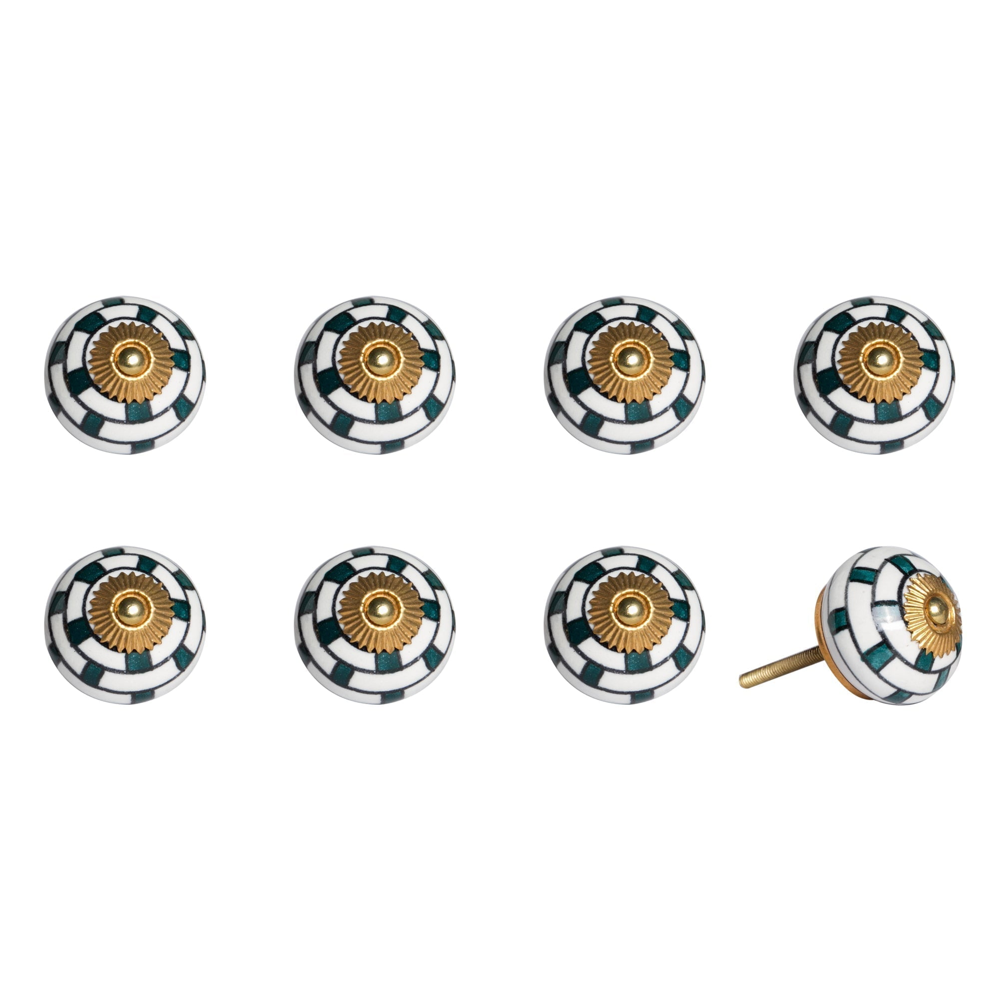 Knob-It Vintage Cabinet Drawer Knobs 1-Inch 8-Piece Set Colorful Hand Painted