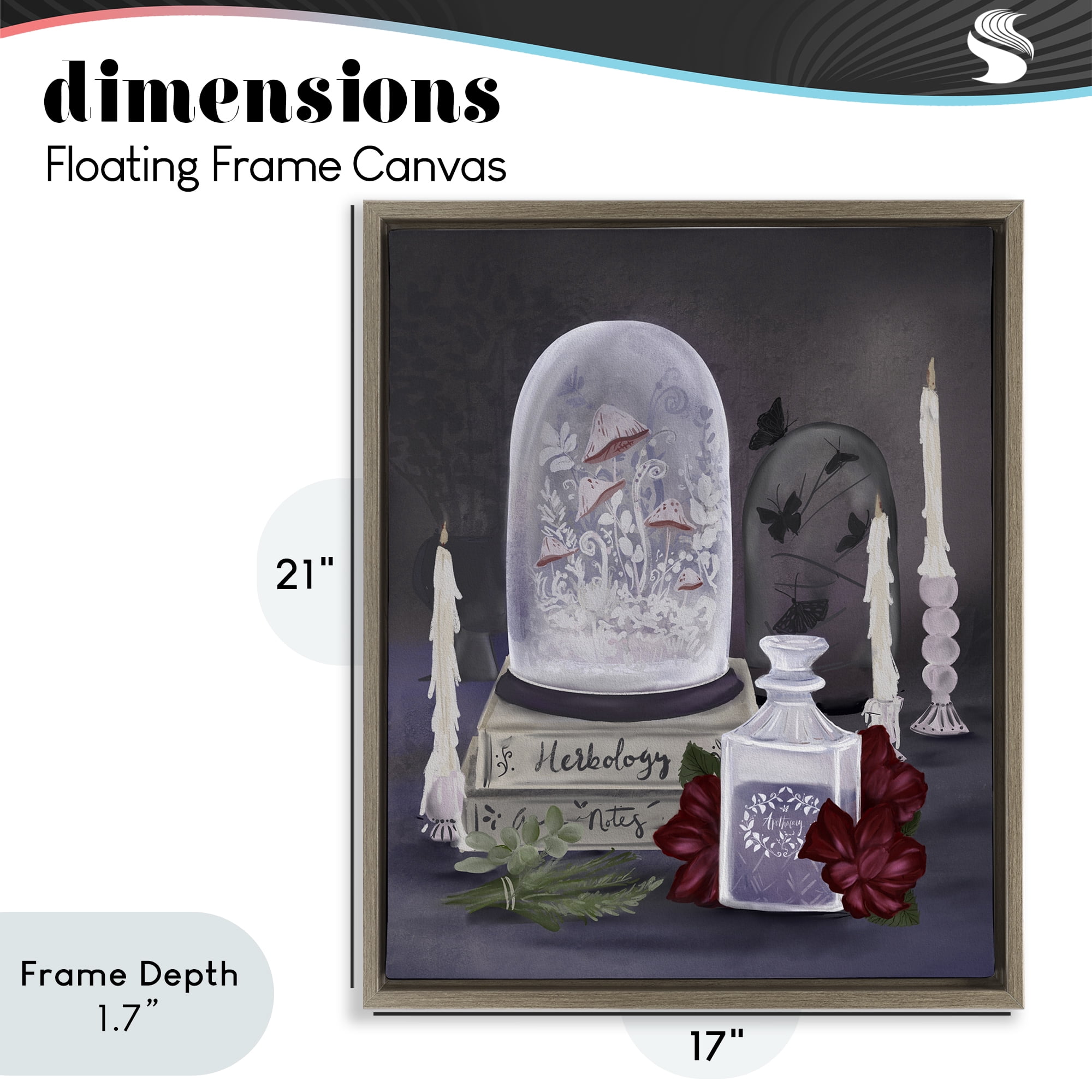 Stupell Industries Spooky Apothecary Vibes Brown Framed Floater Canvas Wall Art, design by Adreane Fippinger