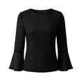 thumbnail image 5 of Olyvenn Womens Ruffle 3/4 Sleeve Tops Lightweight Sparkly Elegant Dressy Blouses Sexy Double Layers Cute Mesh Tunic Shirts Black L, 5 of 8