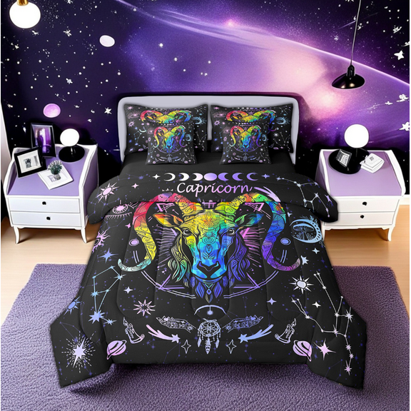 Erosebridal Capricorn Gifts Bedding Twin Size, Twelve Constellations Comforter Sets with Sheets, Astrology Horoscope Home Decor, Reversible 7pcs