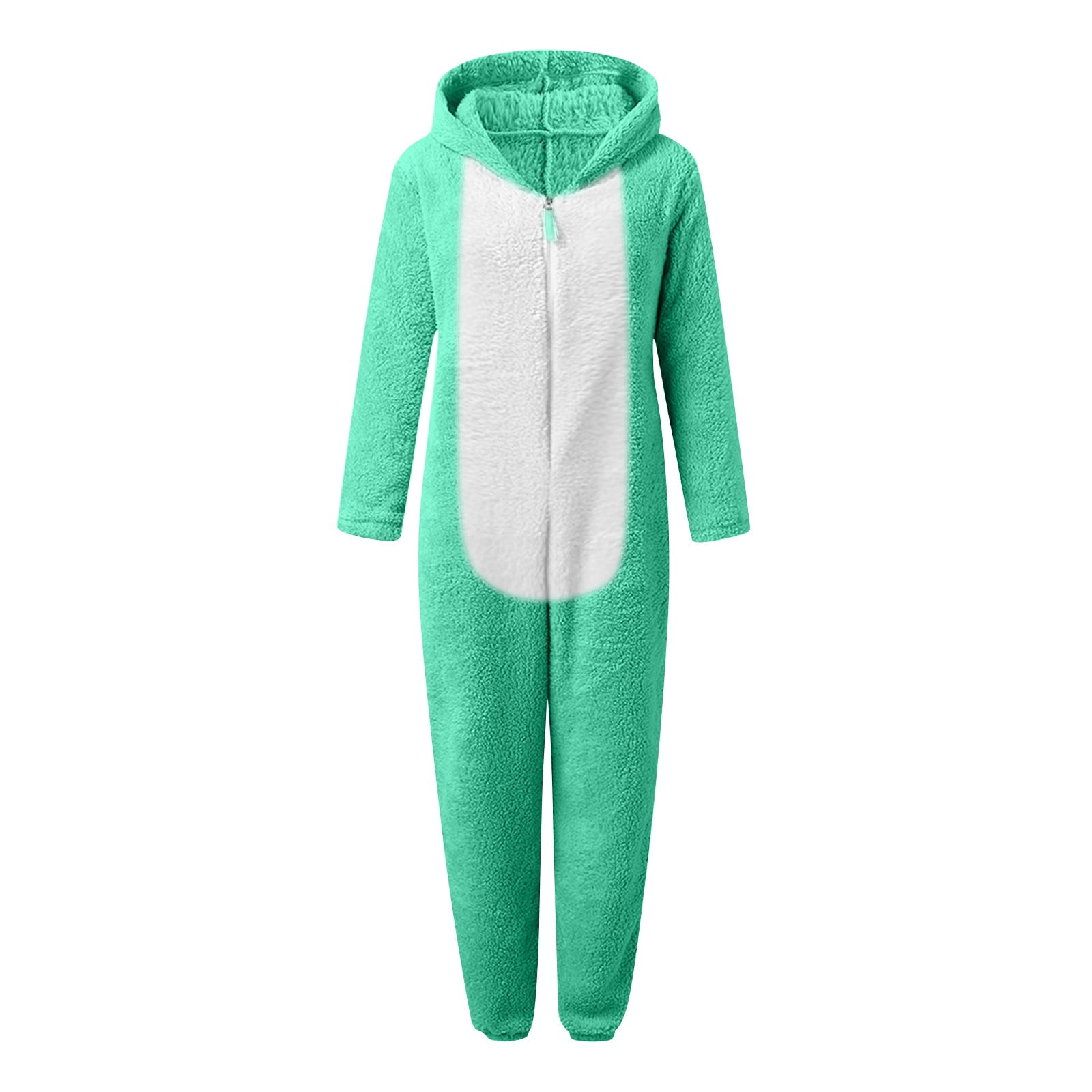 YunPes Girls Fleece Onesie Warm Animal Fleece Bed Jumpsuit Kids Cute Winter Plain Zip Up Long Sleeve Soft Fuzzy Bear Hooded Romper