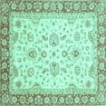thumbnail image 1 of Ahgly Company Indoor Square Oriental Turquoise Blue Traditional Area Rugs, 6' Square, 1 of 4