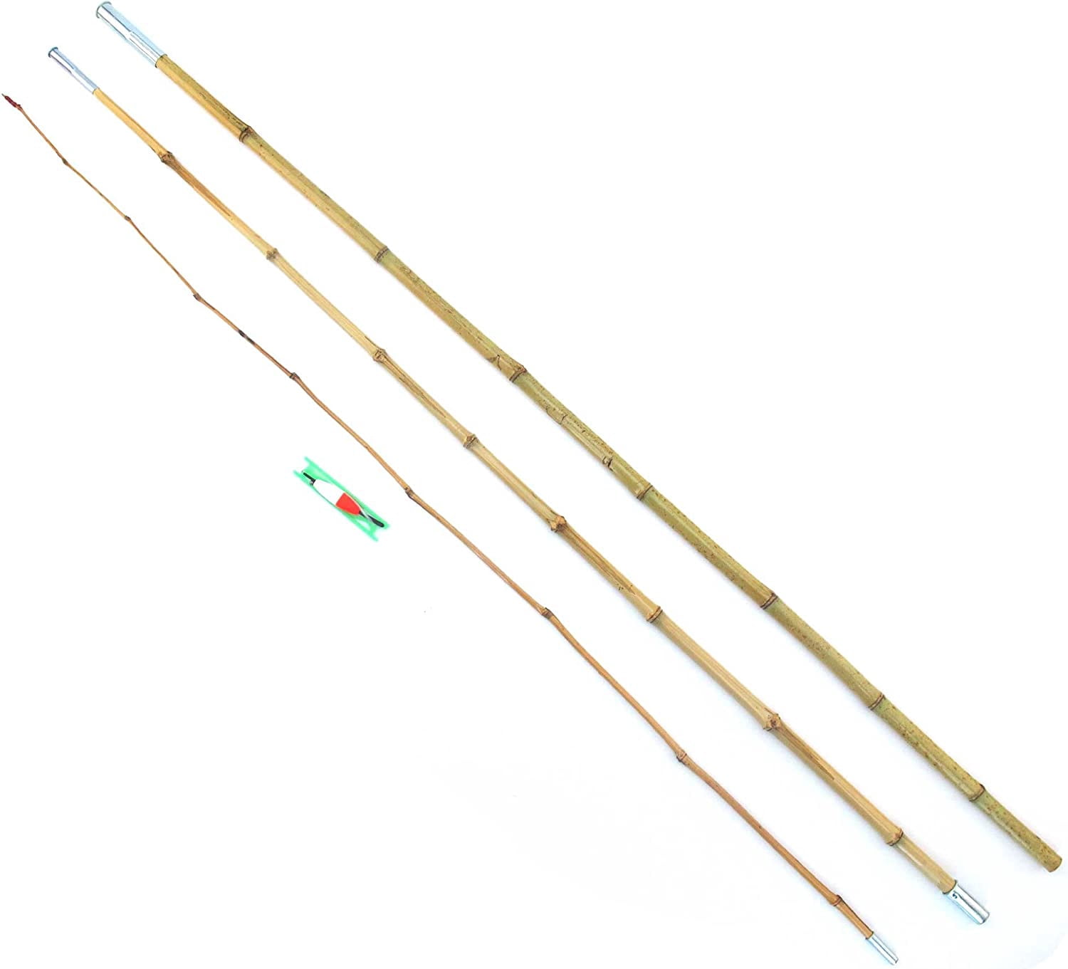 BambooMN 14.2 Ft Natural Bamboo Vintage Cane Fishing Pole with Bobber,  Hook, Line and Sinker, 3 Piece Construction, 3 Sets - Walmart.com
