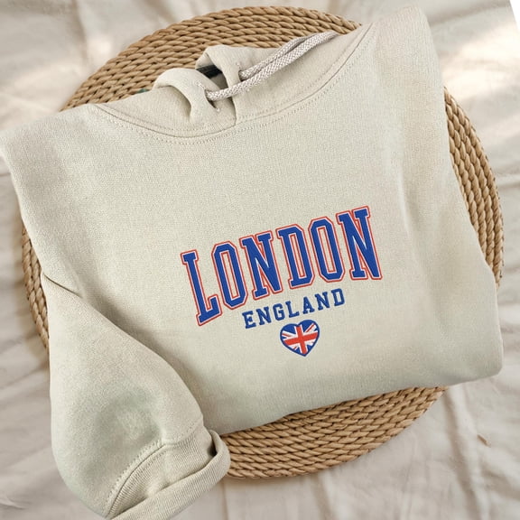 London England Embroidered Sweatshirt, Embroidered City TShirt, British Flag Sweater, UK Travel Gift, English Souvenirs, Unisex Pullover