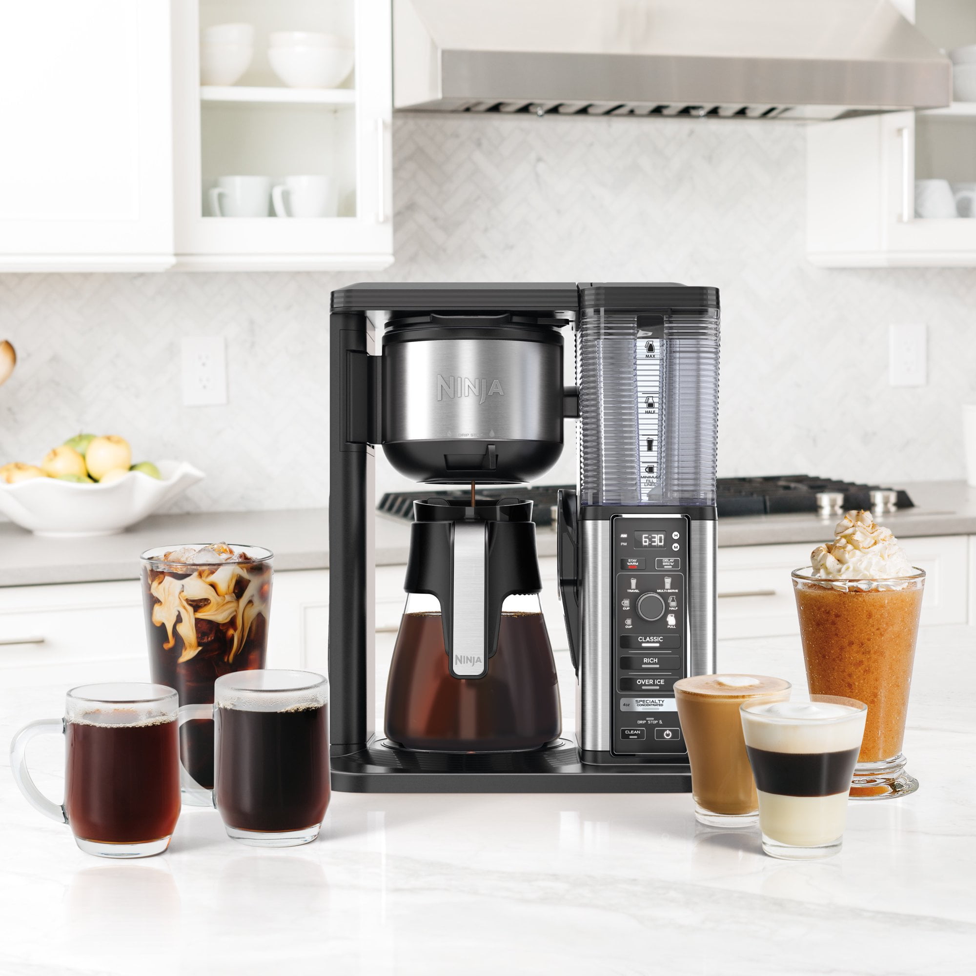 Ninja Specialty Coffee Maker CM400, Removable Water Reservoir, Glass  Carafe, Single-Cup Brewing Fold Away Cup Platform