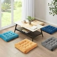 thumbnail image 3 of Meditation Floor Pillow Set of 2, Square Large Pillows Seating for Adults, Tufted Corduroy Cushion for Living Room Tatami, Turquoise, 22x22 Inch, 3 of 4