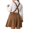 thumbnail image 4 of DARING DIVA Women's Plus Pinafore Dress Faux Suede Vintage A Line Jumper 1X Brown, 4 of 6