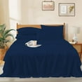 thumbnail image 3 of 1000 Thread Count 4-Piece 100% Egyptian Cotton Bed Sheets Luxury Hotel Sheets Fits Mattress Upto 21" Deep Pocket, Queen Size - Navy Blue Solid, 3 of 8