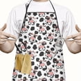 thumbnail image 2 of White Cow Black Spot Pattern Apron-Garden Aprons for Women with Pockets-Cotton Linen Waterproof Kitchen Cooking Gardening Aprons Adjustable for Kitchen,Cooking,BBQ and Salon 33x27 Inch, 2 of 7